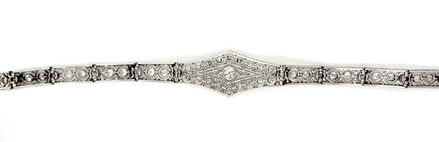 Original Art Deco .40ct Old Euro Center Dia Platinum Bracelet with Original Box