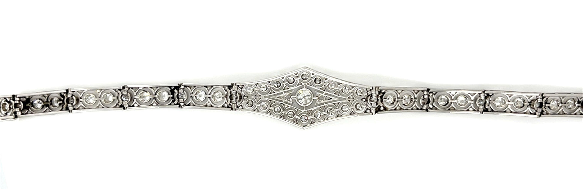 Original Art Deco .40ct Old Euro Center Dia Platinum Bracelet with Original Box