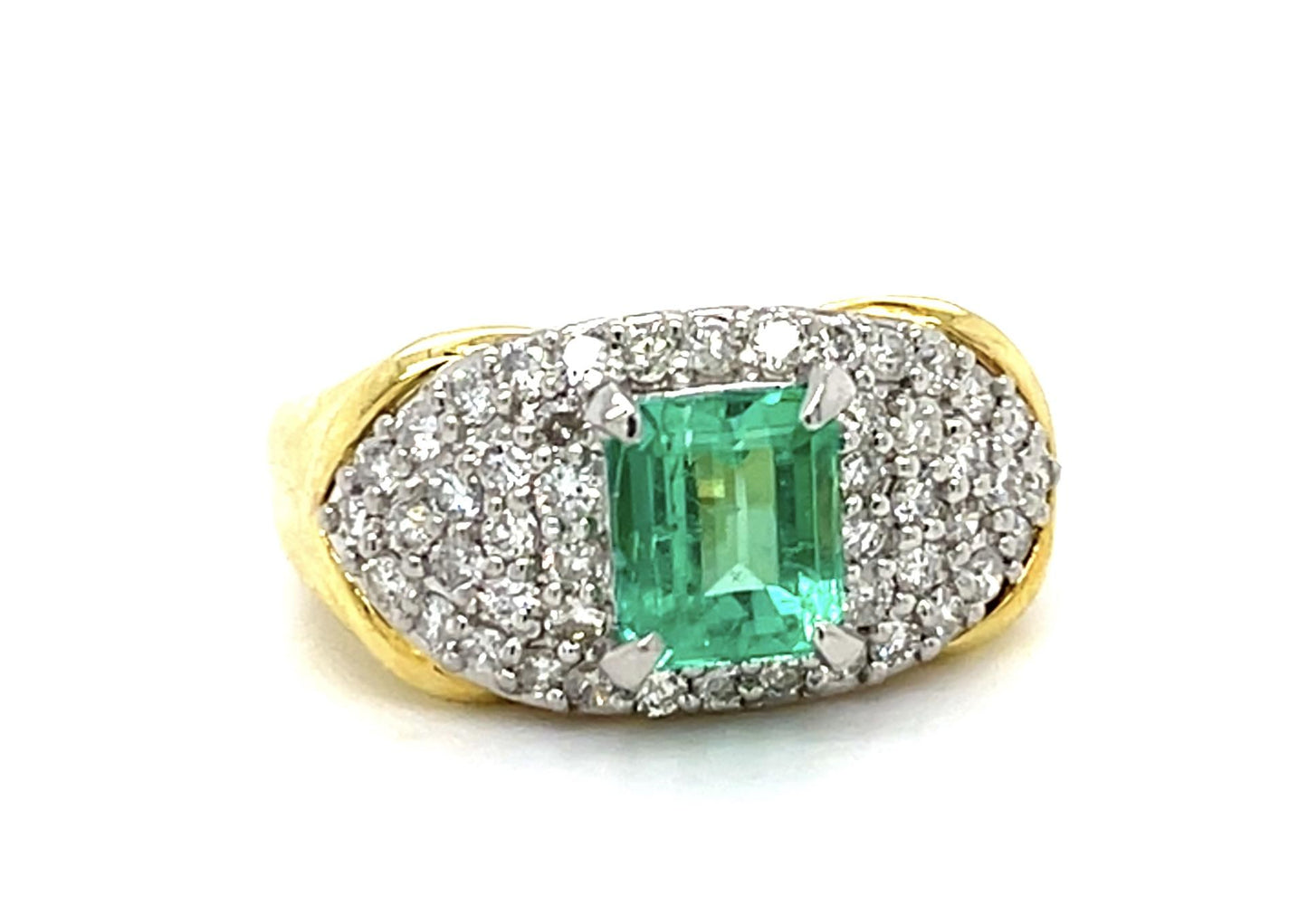 1.35ct Emerald Platinum+18KY Ring (Vintage 1970s)