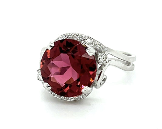 Original Art Deco 4.50ct Pink Tourmaline Platinum+Palladium Ring (Vintage 1930s)