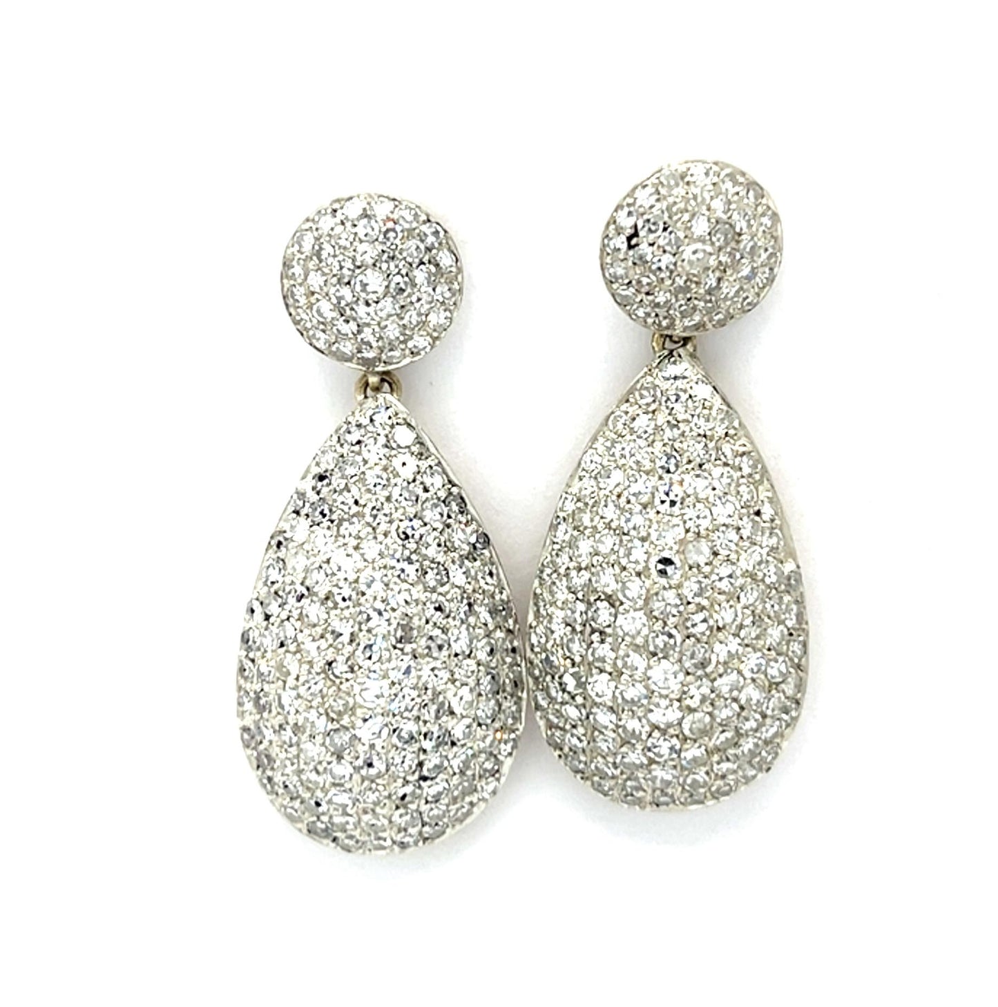 7.70ct Single-cut Diamond 18KY+Platinum Handmade Drop Earrings