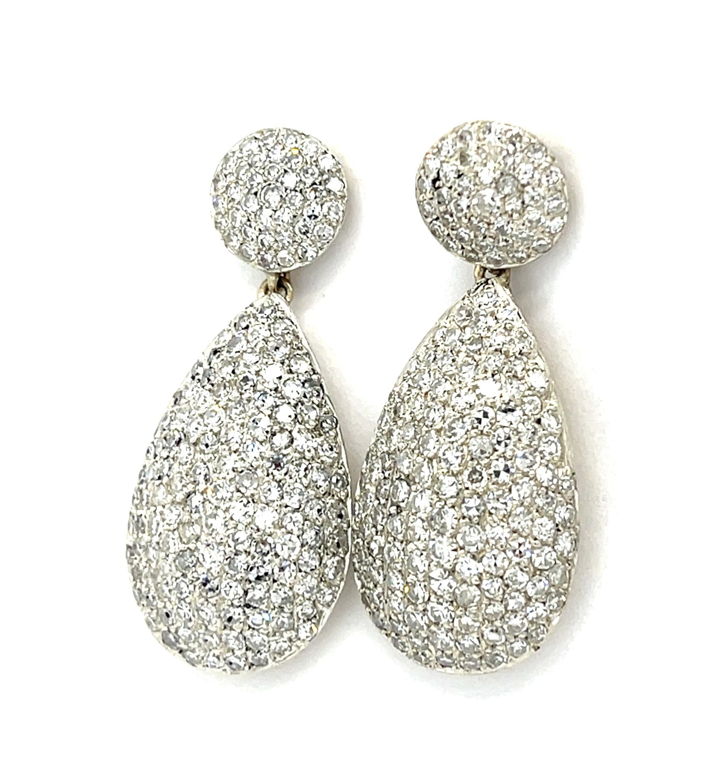 7.70ct Single-cut Diamond 18KY+Platinum Handmade Drop Earrings