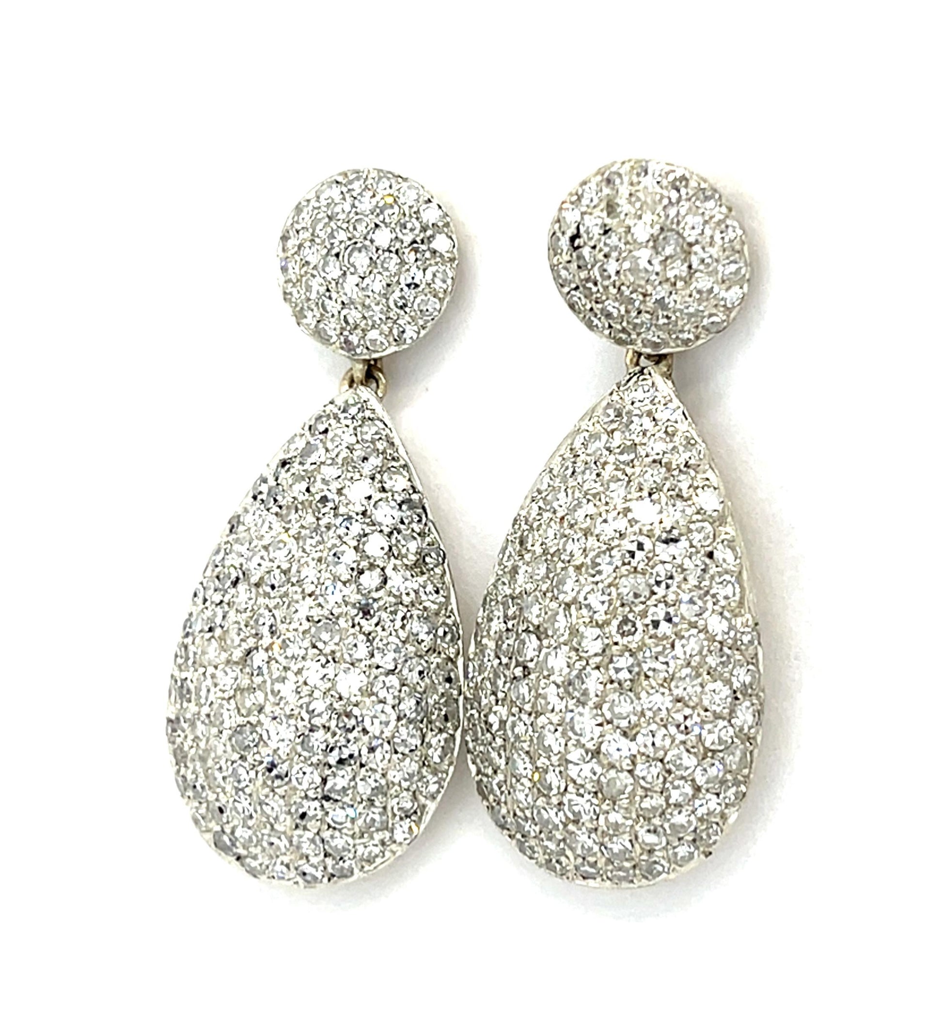 7.70ct Single-cut Diamond 18KY+Platinum Handmade Drop Earrings