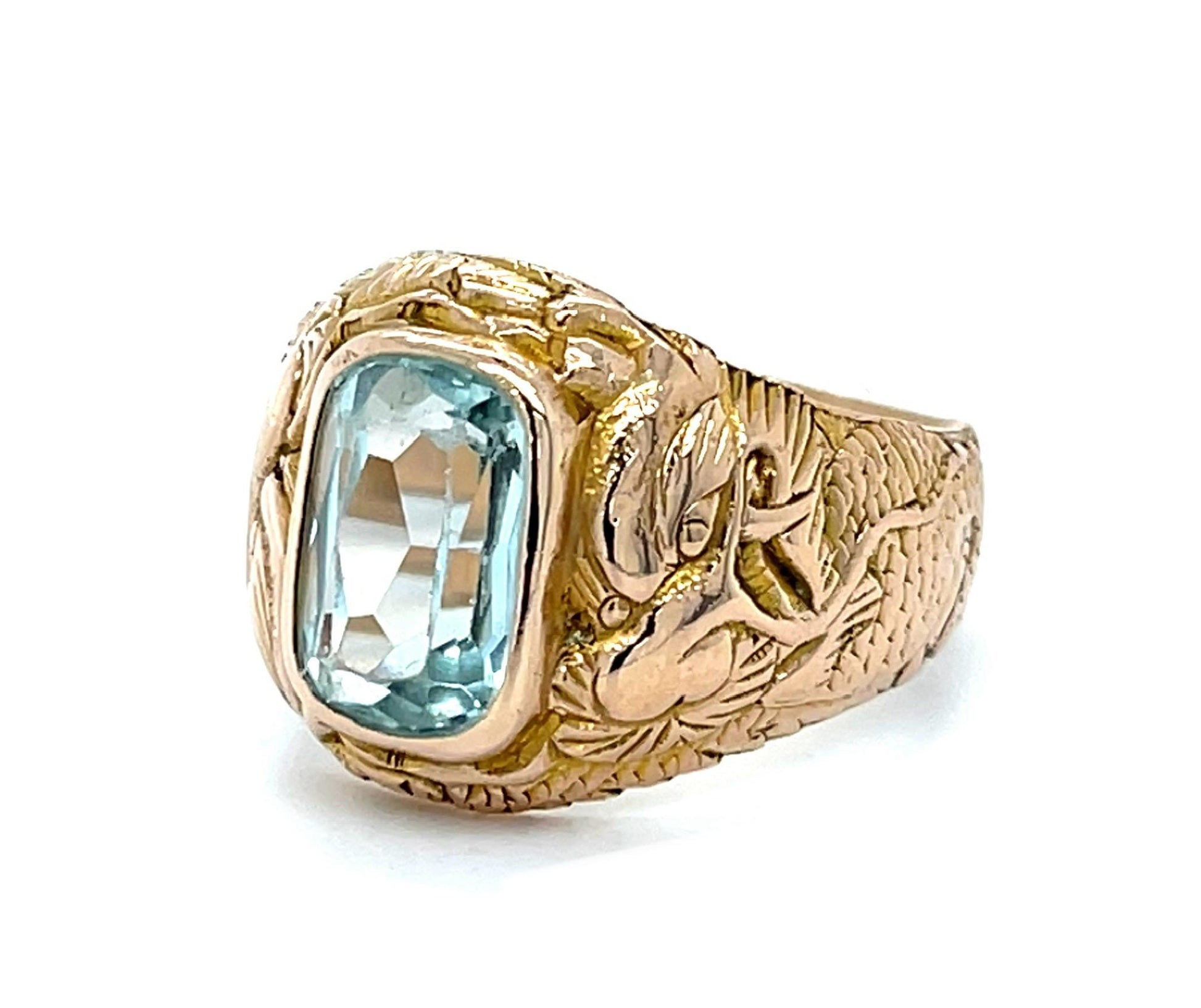 4ct Aquamarine 12KY Men's Ring (Antique 1920s)