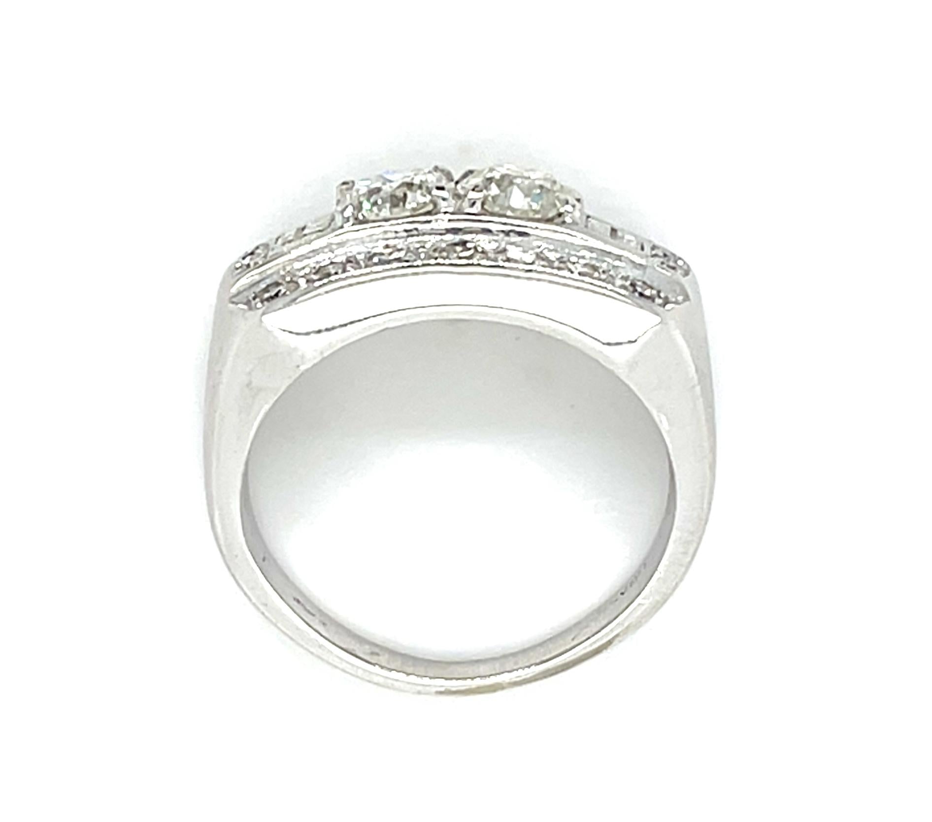 Original 1.15ct (Two Center Diamonds) 14KW Ring (Vintage 1950s)