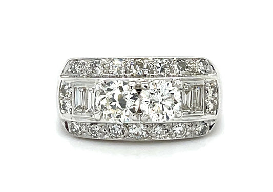 Original 1.15ct (Two Center Diamonds) 14KW Ring (Vintage 1950s)
