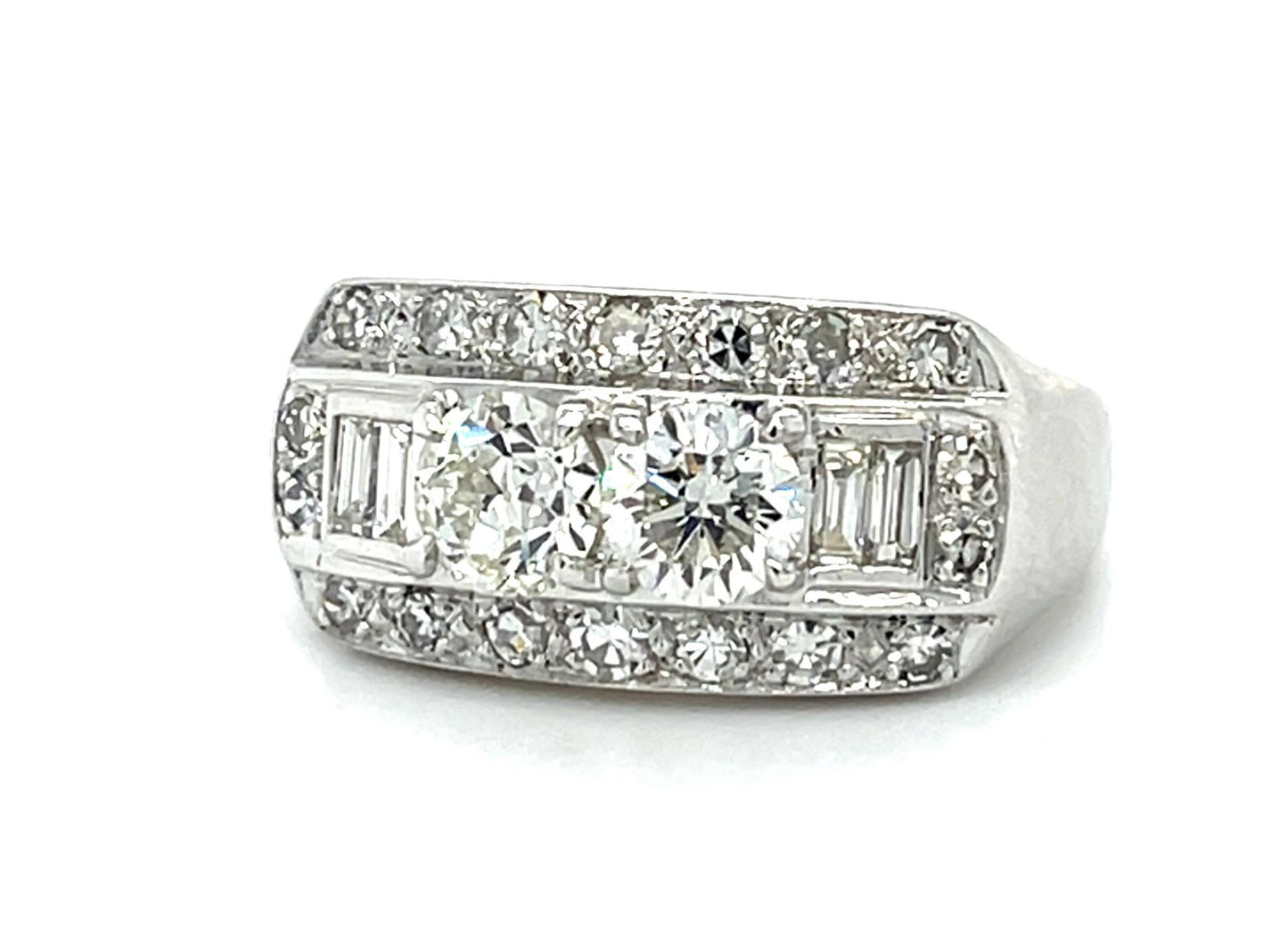 Original 1.15ct (Two Center Diamonds) 14KW Ring (Vintage 1950s)