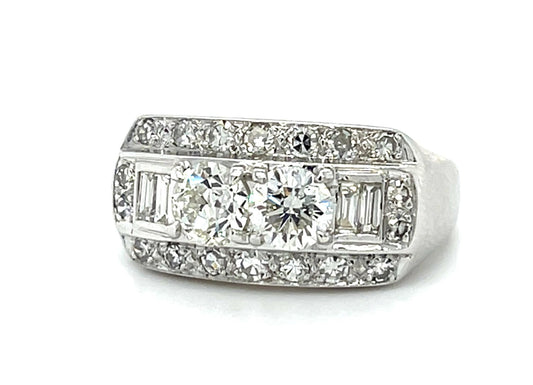 Original 1.15ct (Two Center Diamonds) 14KW Ring (Vintage 1950s)