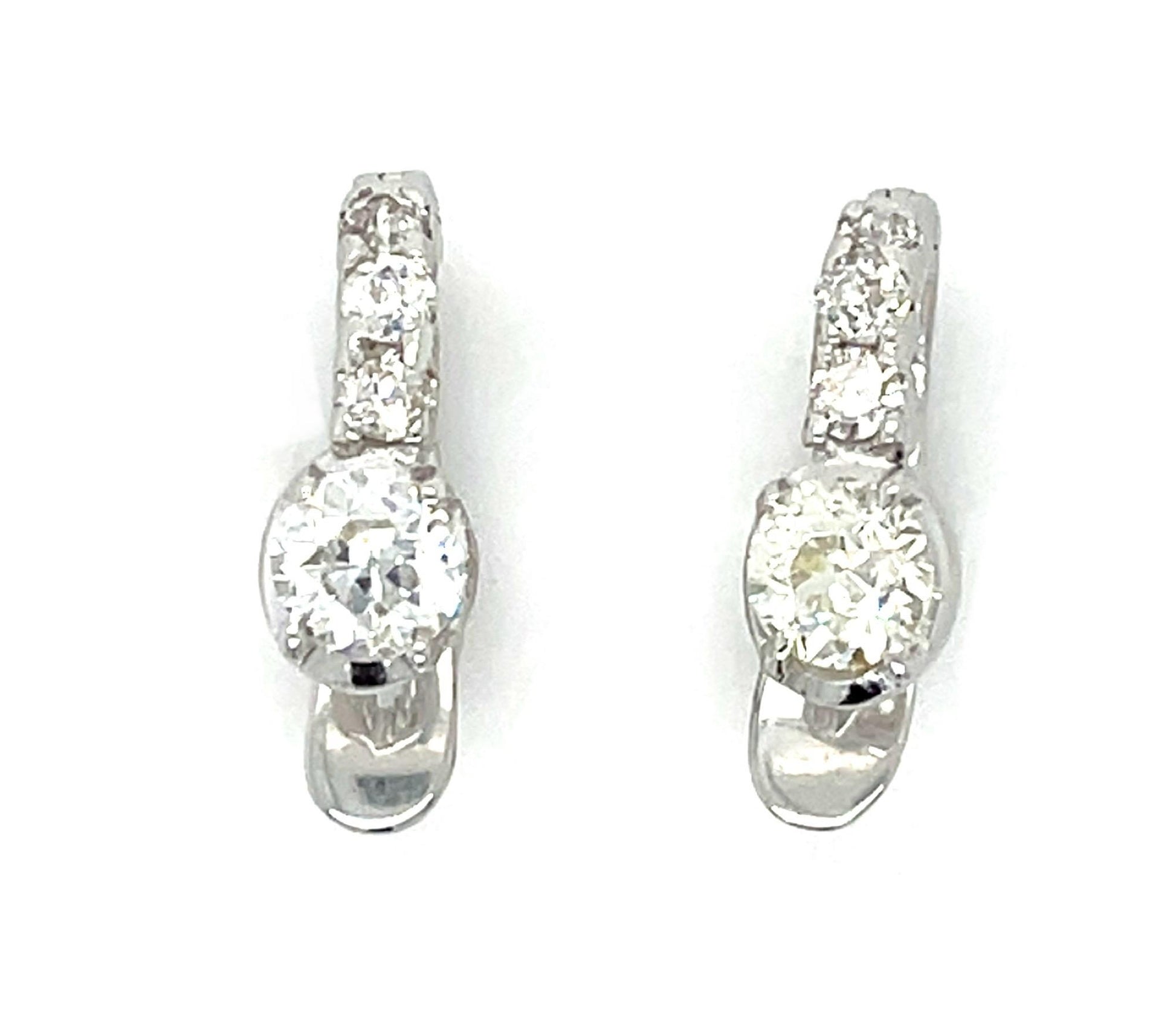 .97ct Old European-cut Diamond 14KW Earrings