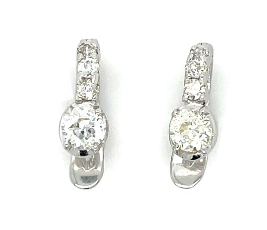 .97ct Old European-cut Diamond 14KW Earrings
