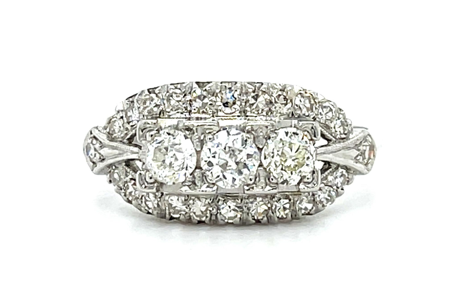 Original Art Deco .60ct Center Euro Dia Platinum Ring (Vintage 1930s)