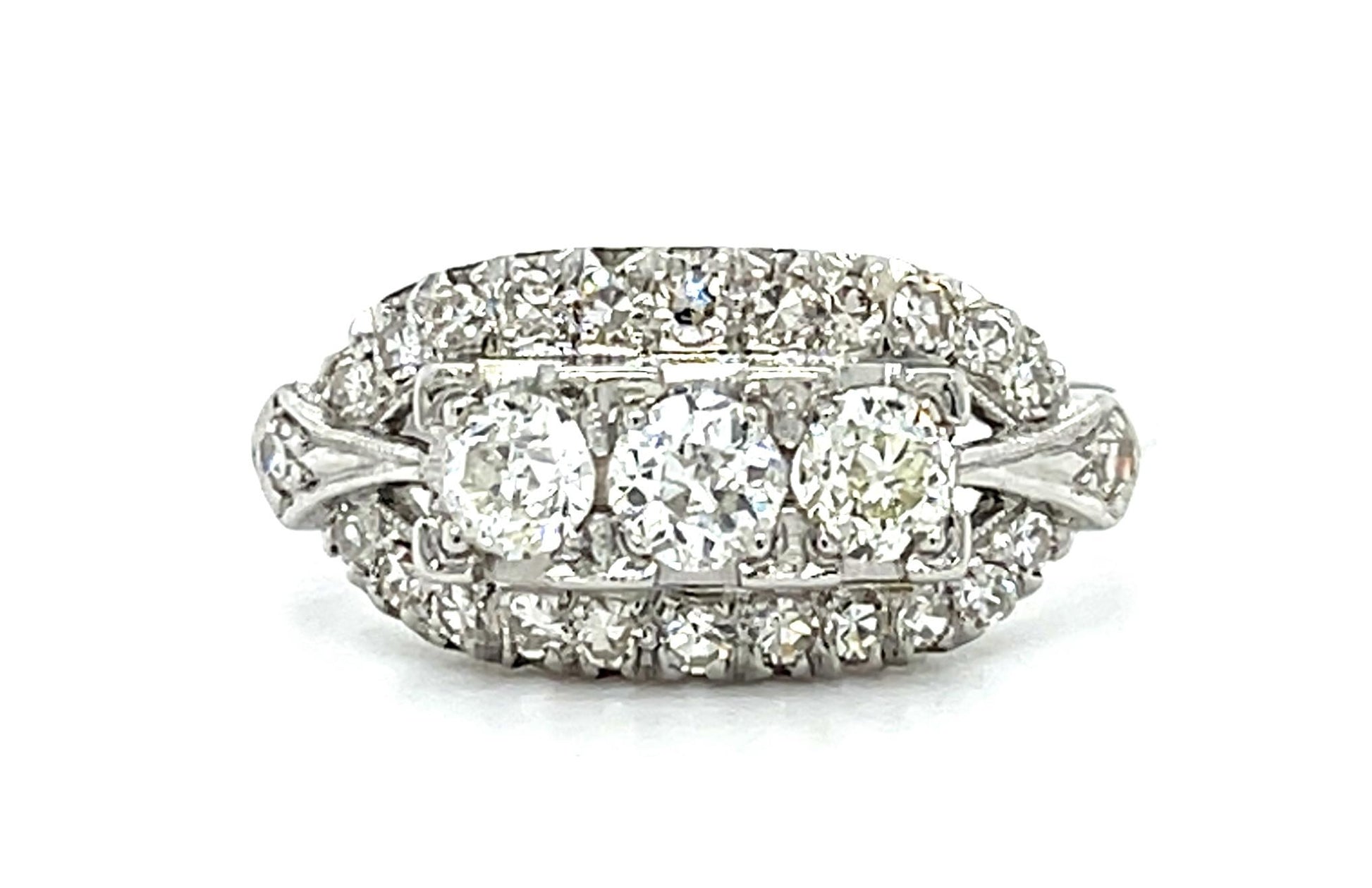 Original Art Deco .60ct Center Euro Dia Platinum Ring (Vintage 1930s)