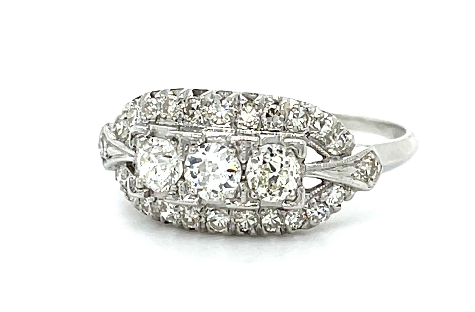 Original Art Deco .60ct Center Euro Dia Platinum Ring (Vintage 1930s)