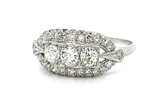 Original Art Deco .60ct Center Euro Dia Platinum Ring (Vintage 1930s)