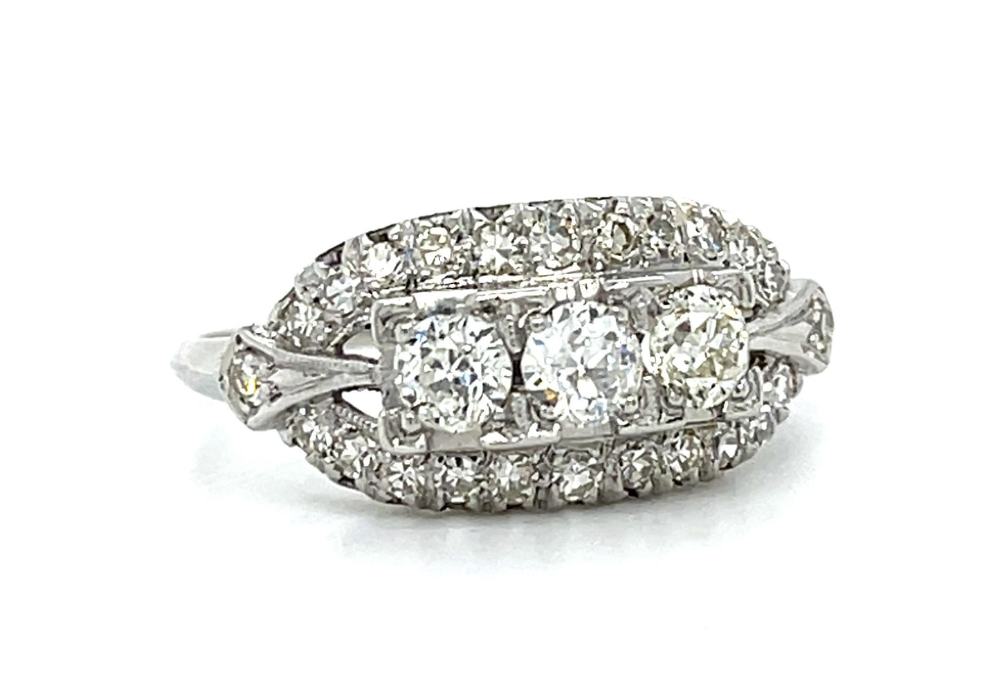 Original Art Deco .60ct Center Euro Dia Platinum Ring (Vintage 1930s)