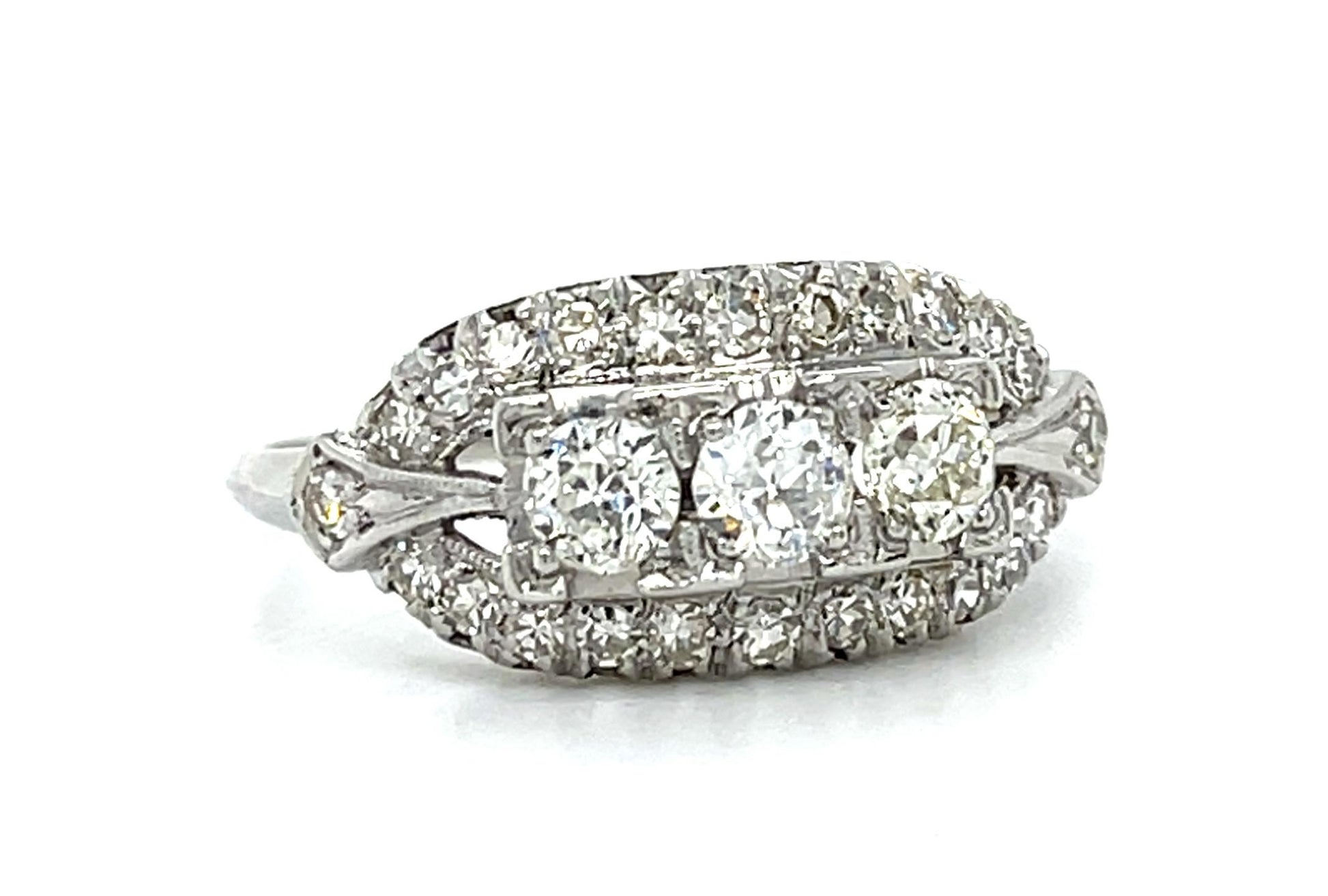 Original Art Deco .60ct Center Euro Dia Platinum Ring (Vintage 1930s)