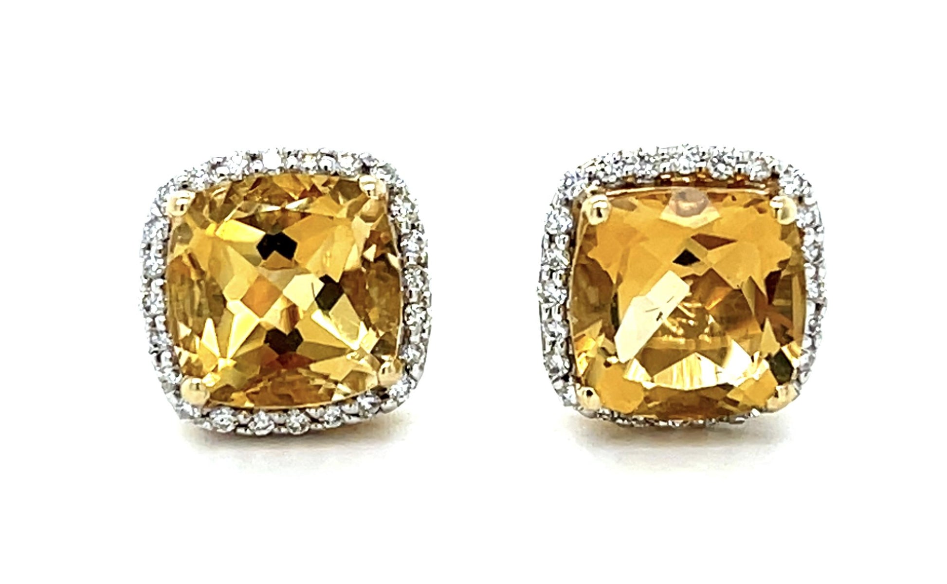 4ct Citrine 14KY Stud Earrings