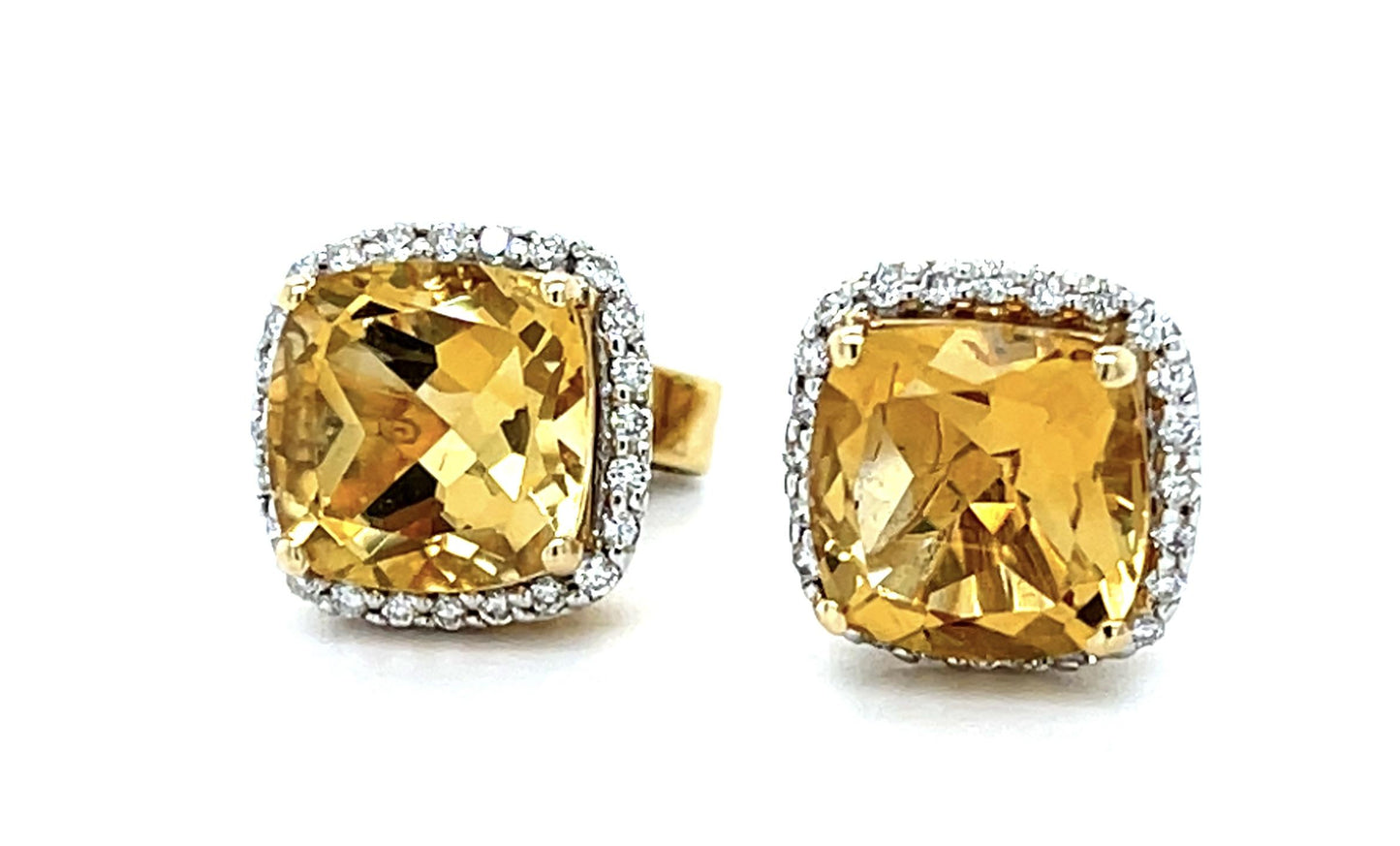 4ct Citrine 14KY Stud Earrings