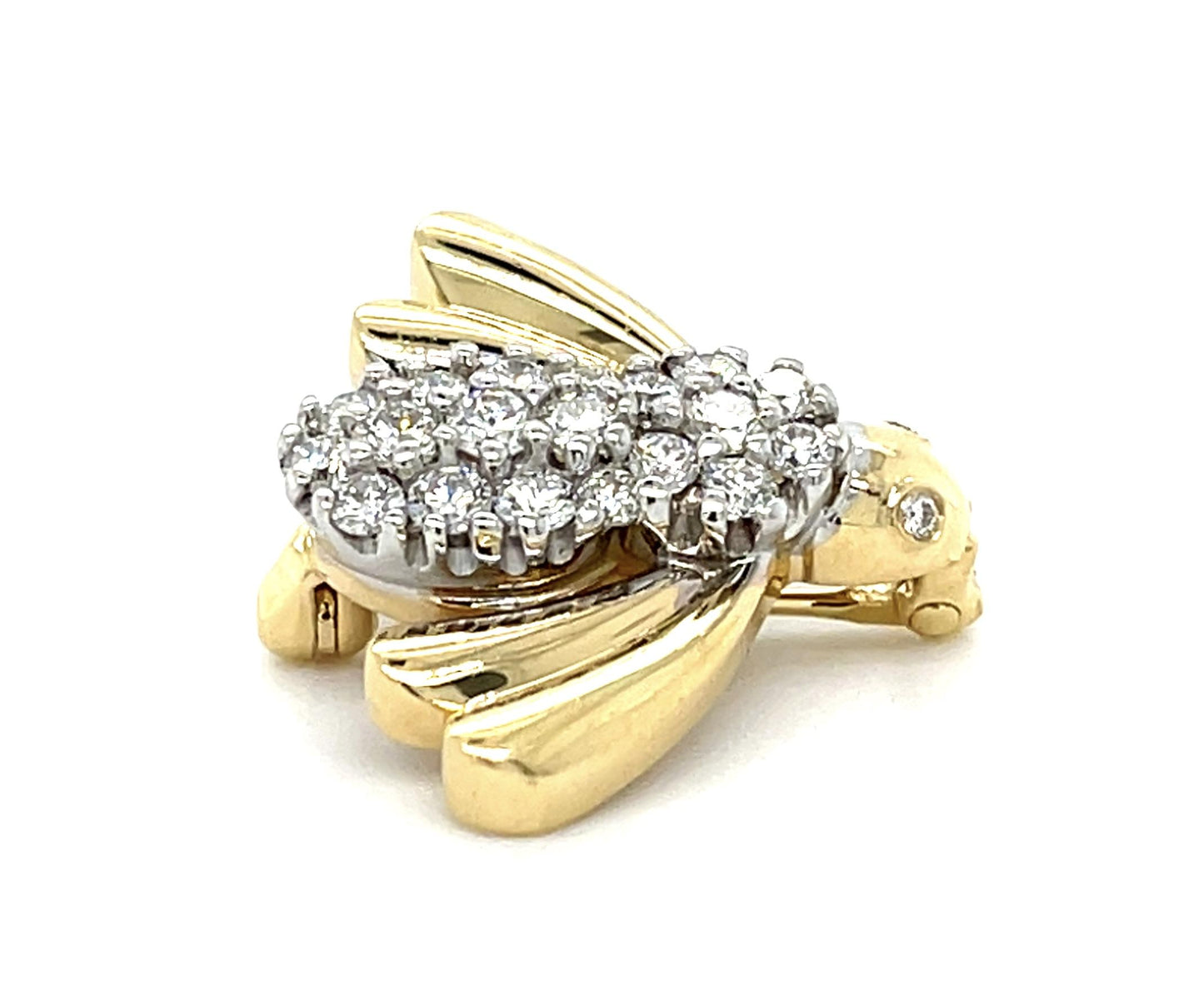 .88ct (19 Diamonds) 14KY Bee Brooch (Vintage 1960s)
