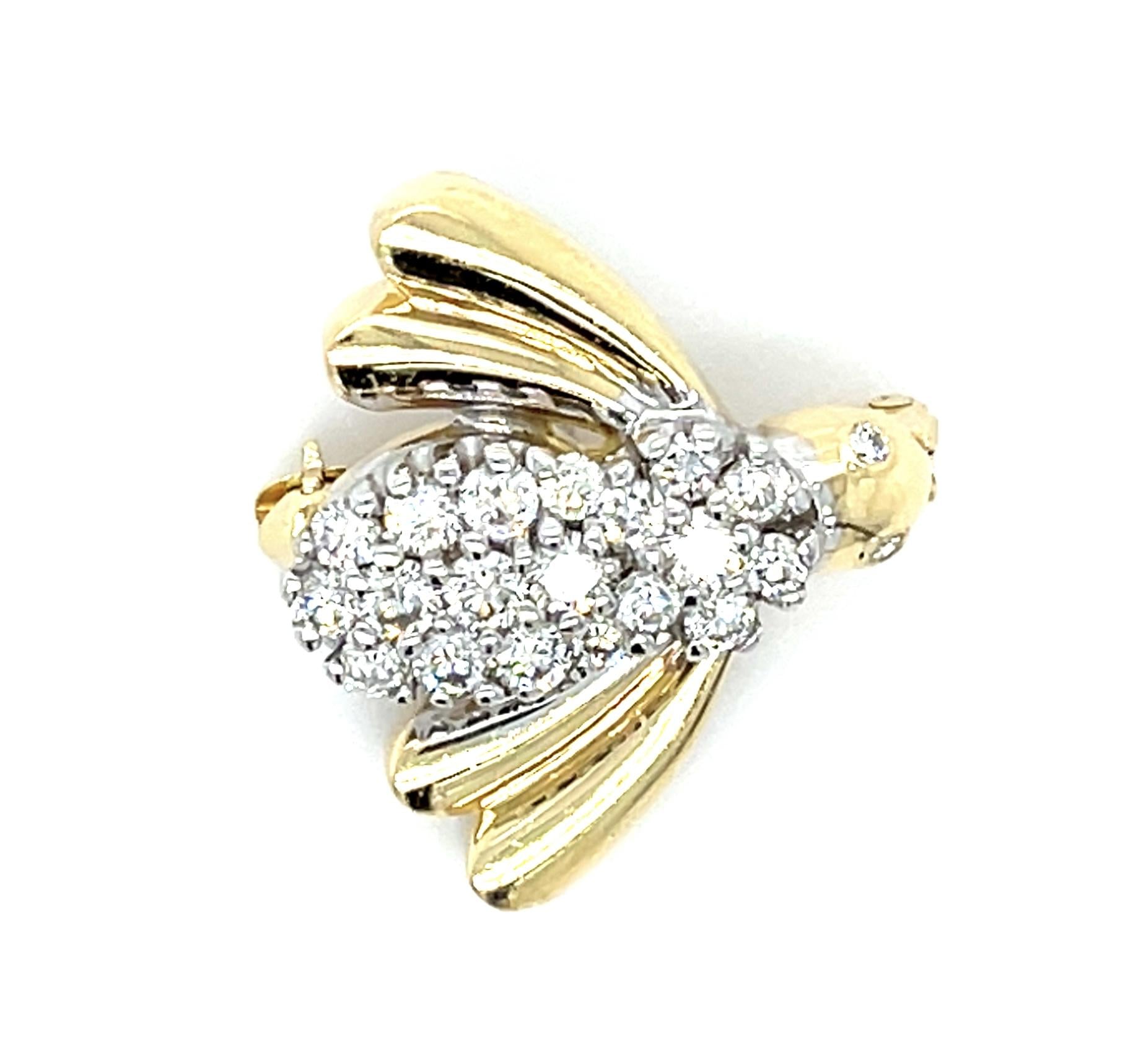 .88ct (19 Diamonds) 14KY Bee Brooch (Vintage 1960s)