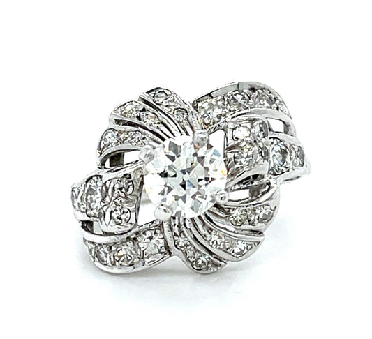 Original 1.12ct I VS1 Old European Diamond (No Cert) 14KW Ring (Vintage 1930s)