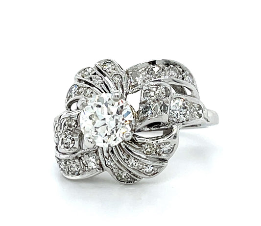Original 1.12ct I VS1 Old European Diamond (No Cert) 14KW Ring (Vintage 1930s)