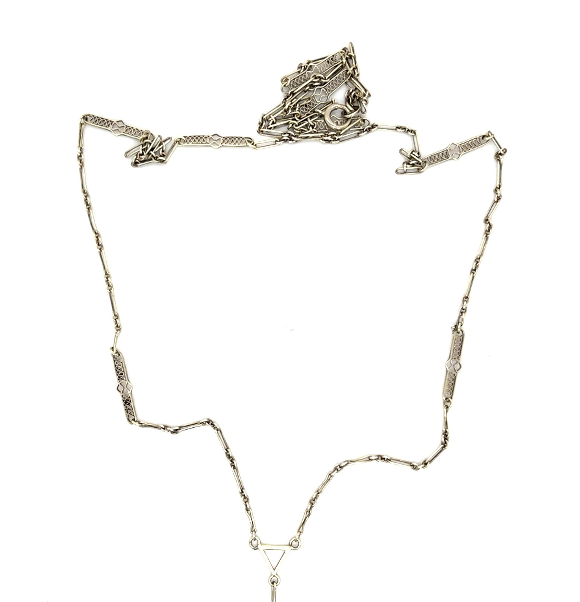 Art Deco 14KW Necklace (Antique 1920s) 6.28g