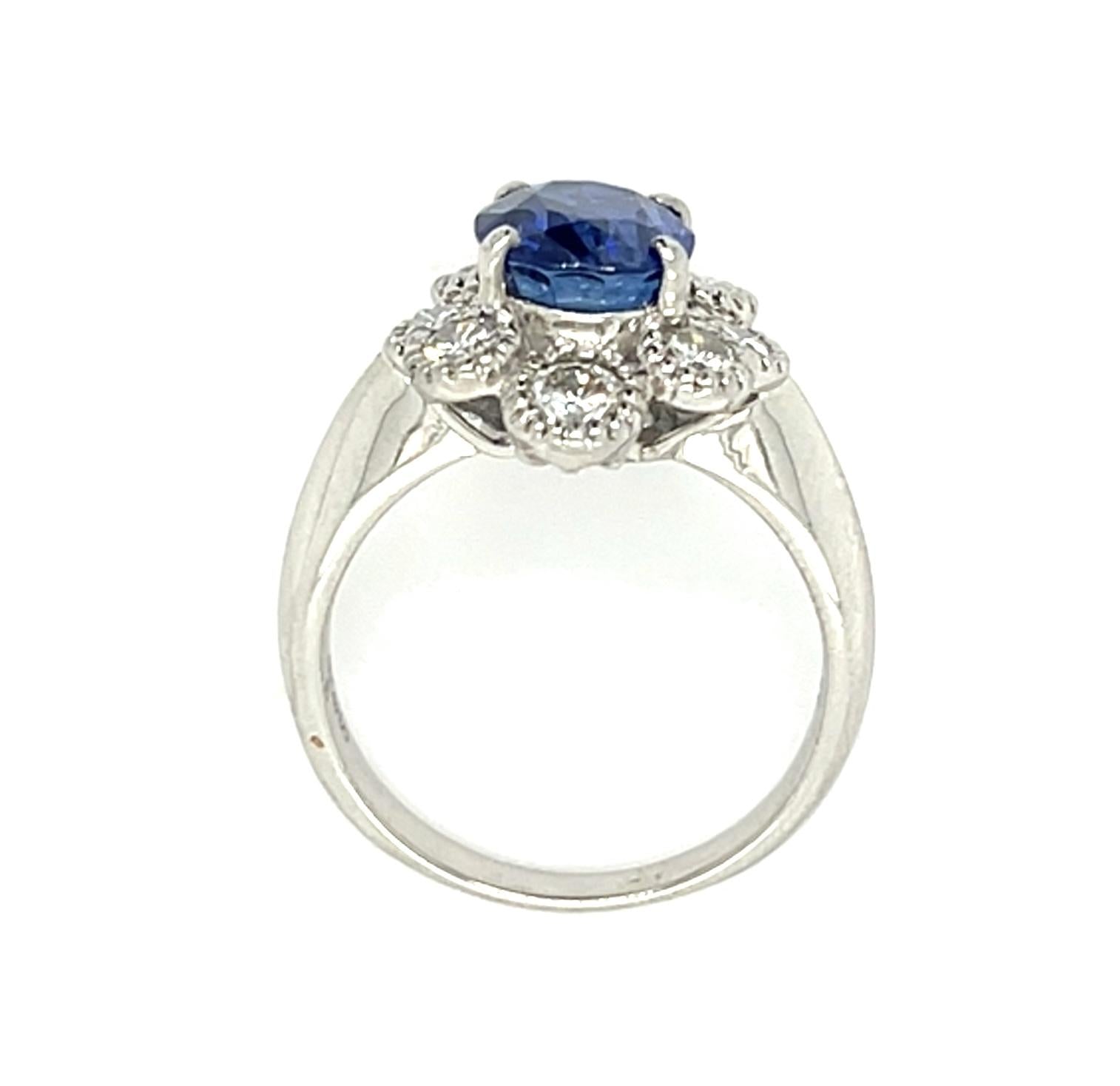 2.62ct Oval Sri Lanka Heated Sapphire Platinum Ring
