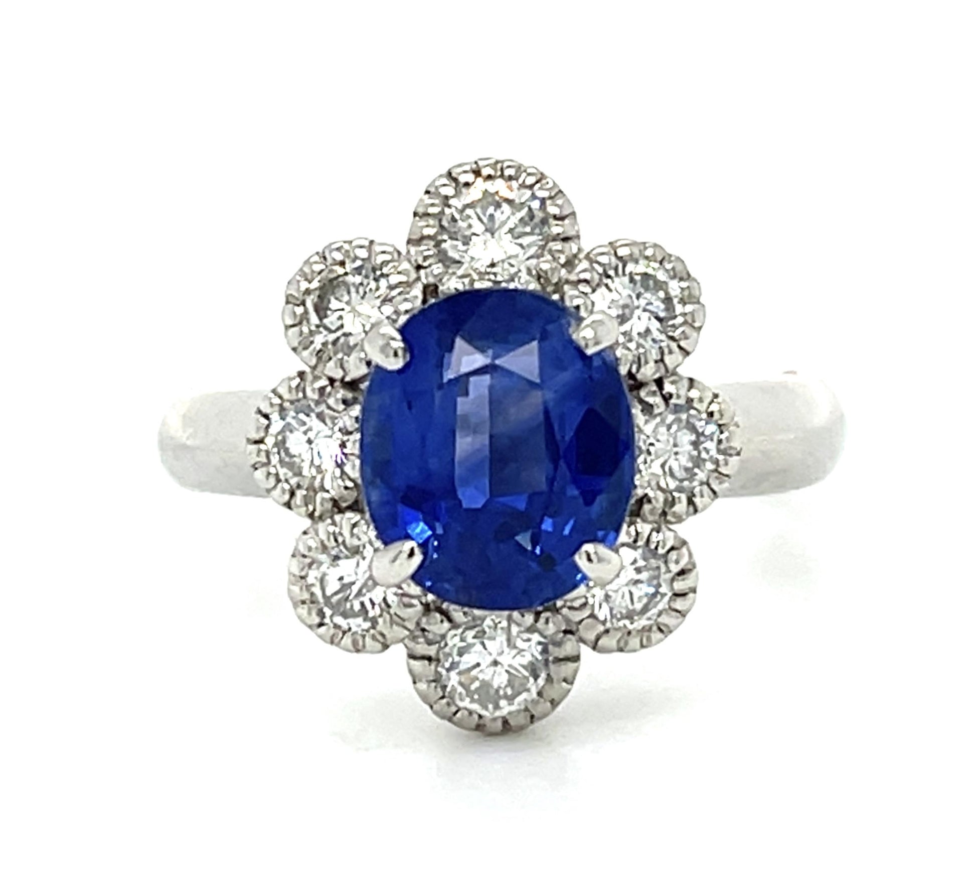 2.62ct Oval Sri Lanka Heated Sapphire Platinum Ring