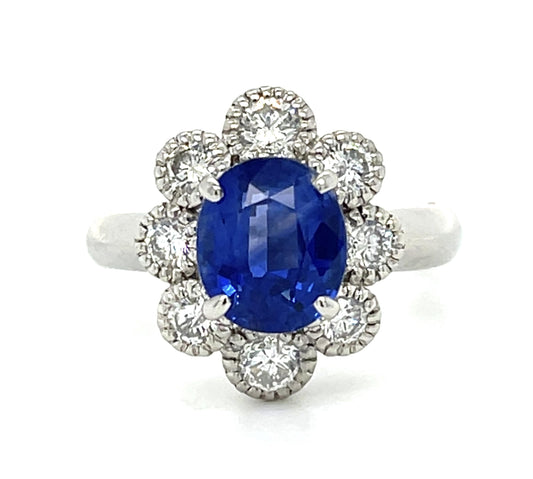 2.62ct Oval Sri Lanka Heated Sapphire Platinum Ring