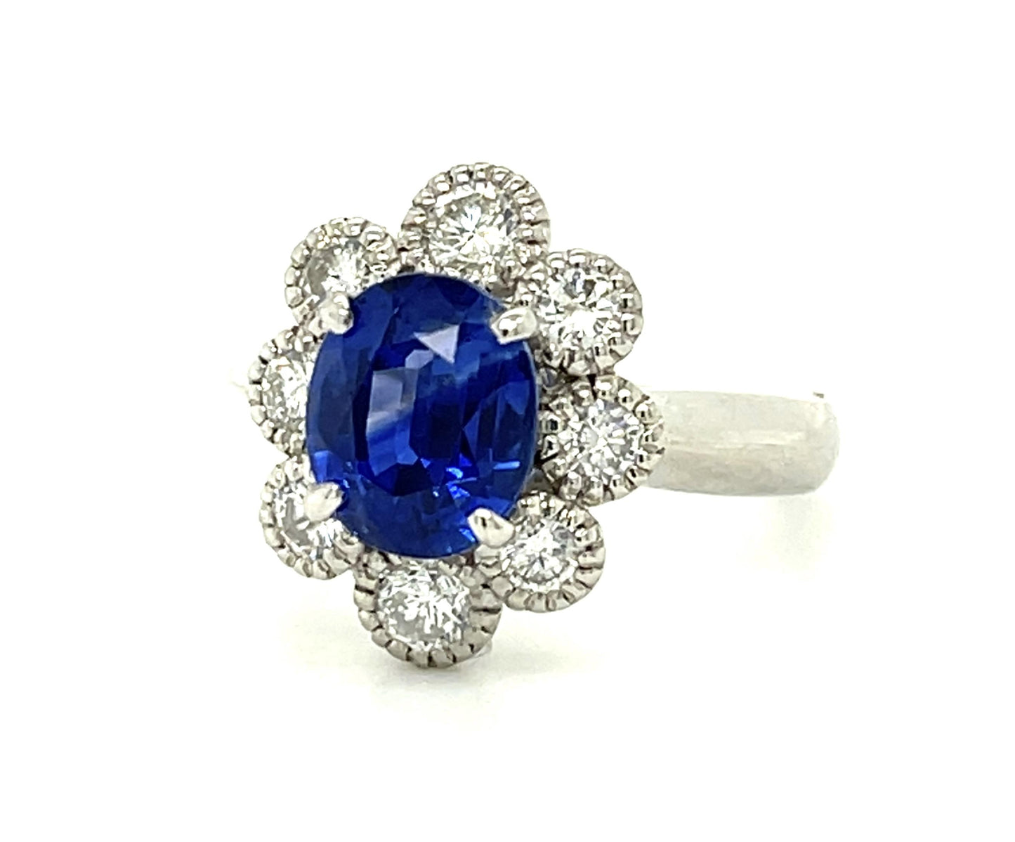 2.62ct Oval Sri Lanka Heated Sapphire Platinum Ring