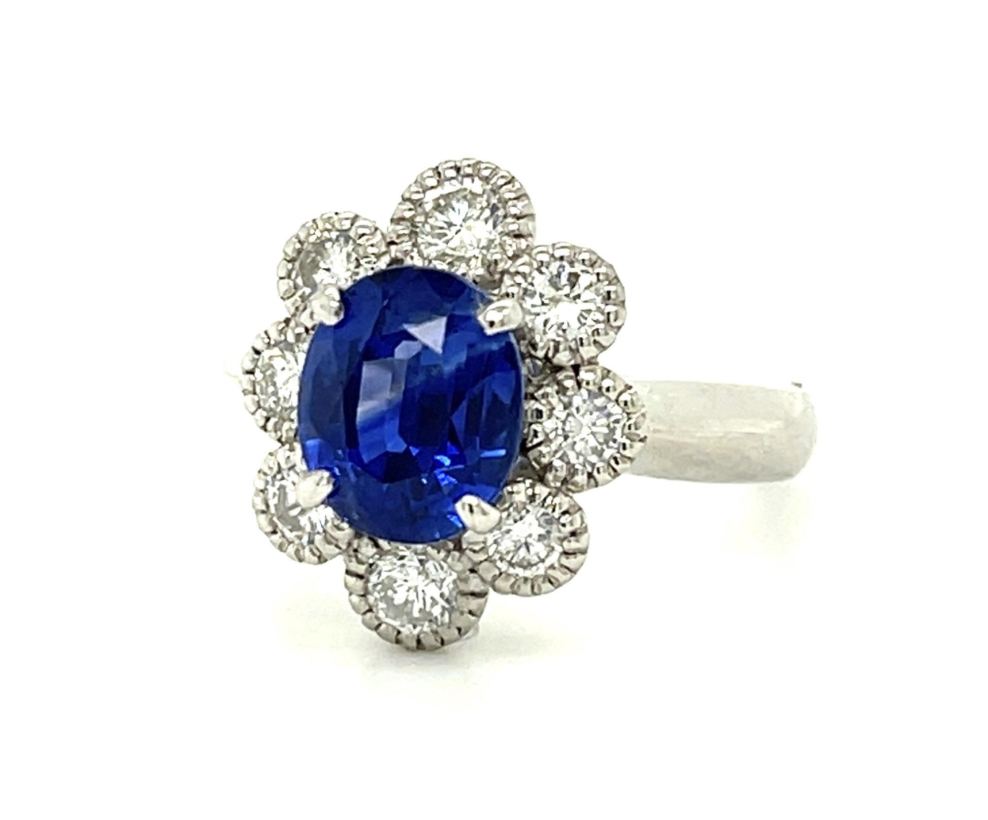 2.62ct Oval Sri Lanka Heated Sapphire Platinum Ring
