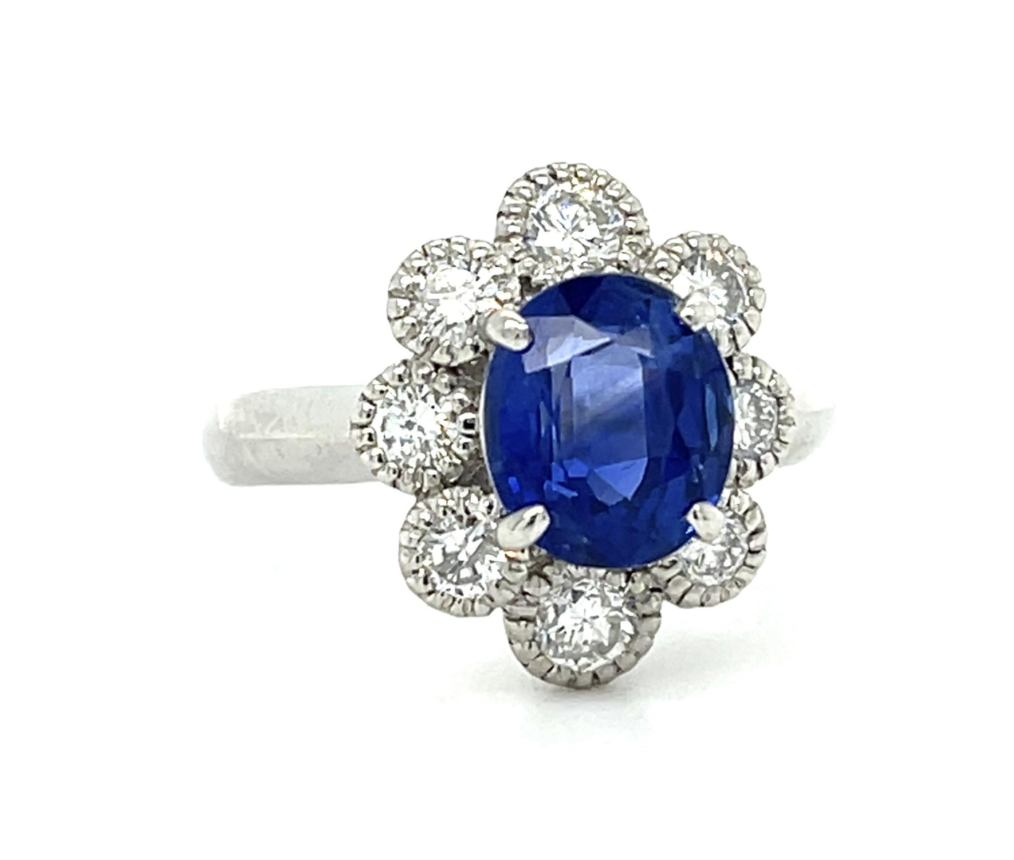 2.62ct Oval Sri Lanka Heated Sapphire Platinum Ring