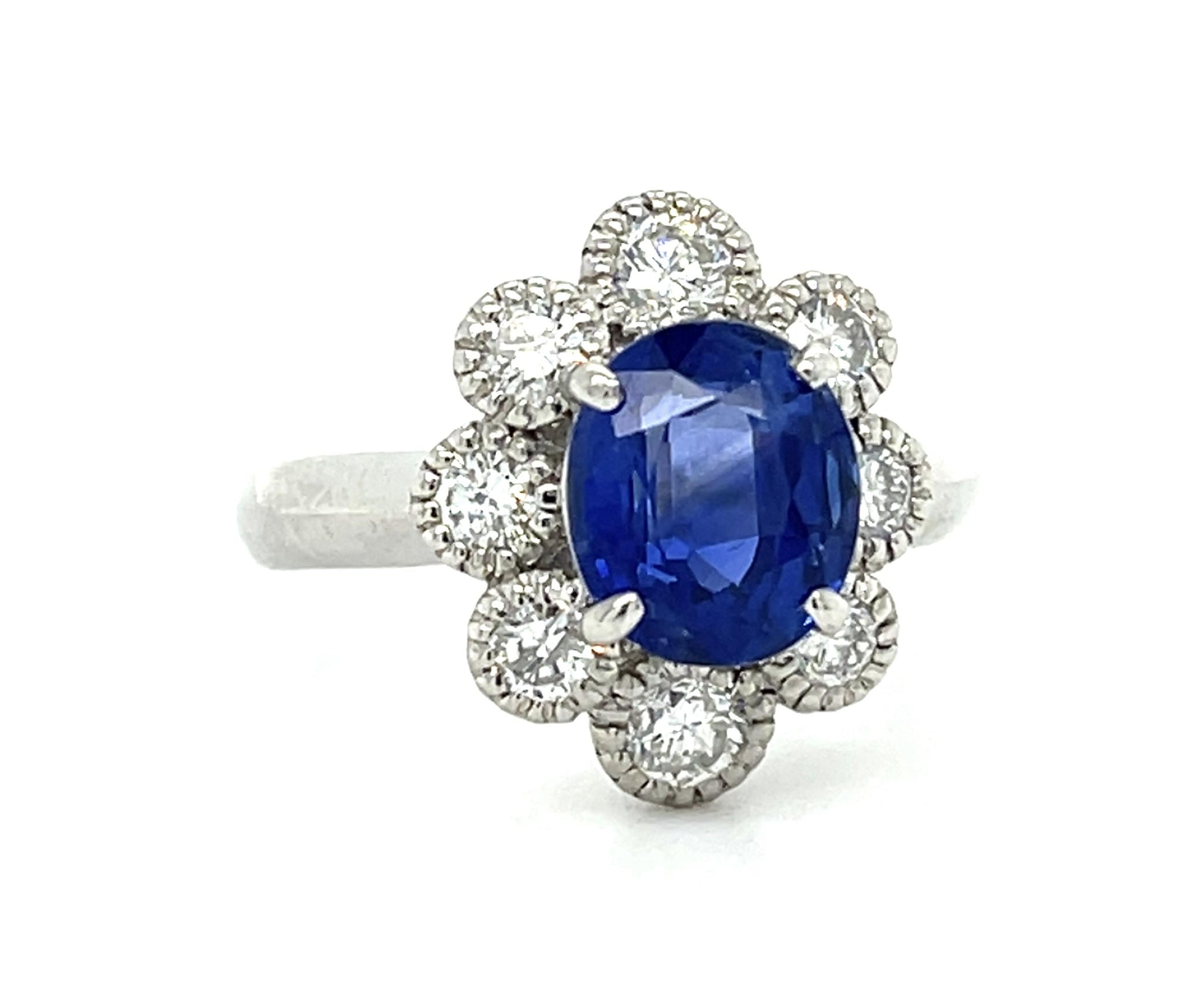 2.62ct Oval Sri Lanka Heated Sapphire Platinum Ring