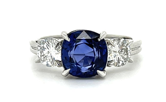 3.48ct Cushion Sapphire Platinum Ring