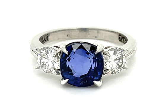 3.48ct Cushion Sapphire Platinum Ring