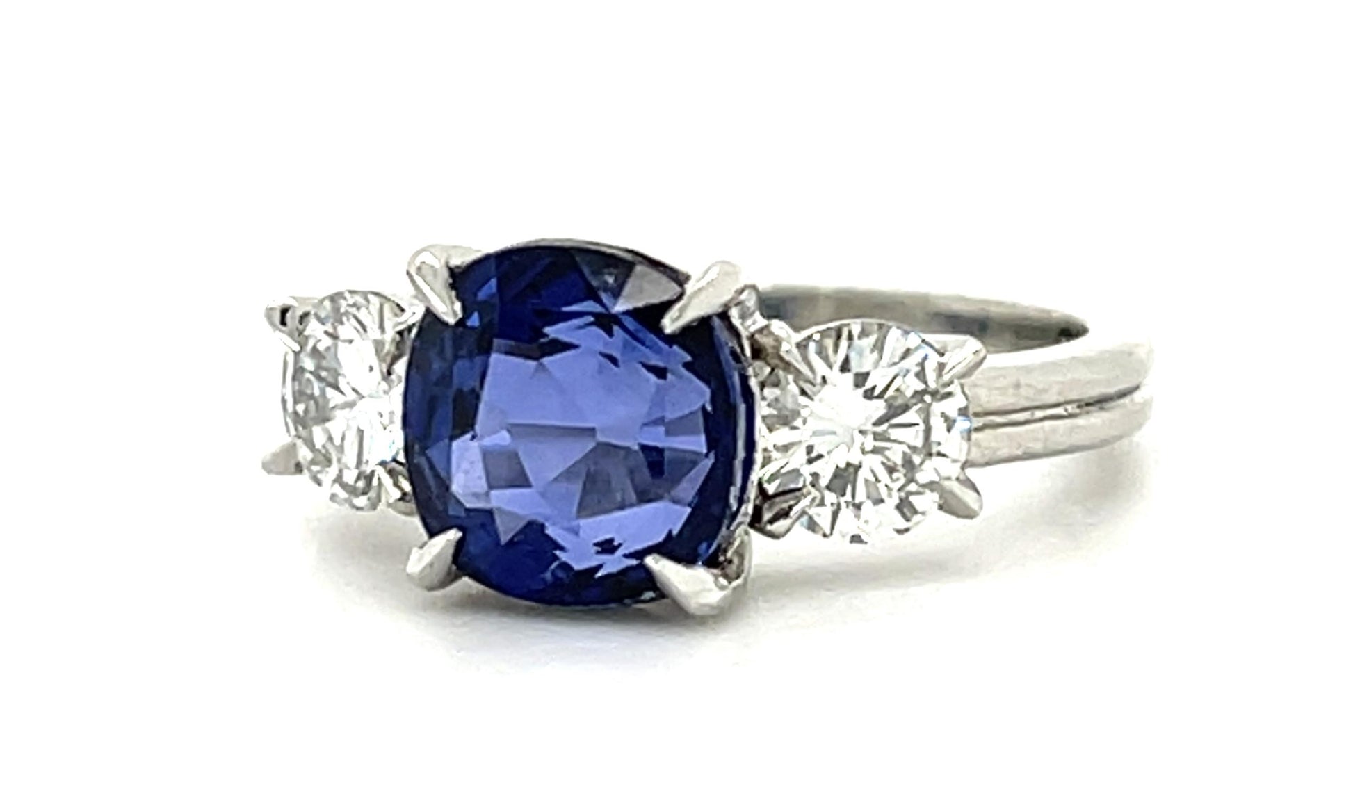 3.48ct Cushion Sapphire Platinum Ring