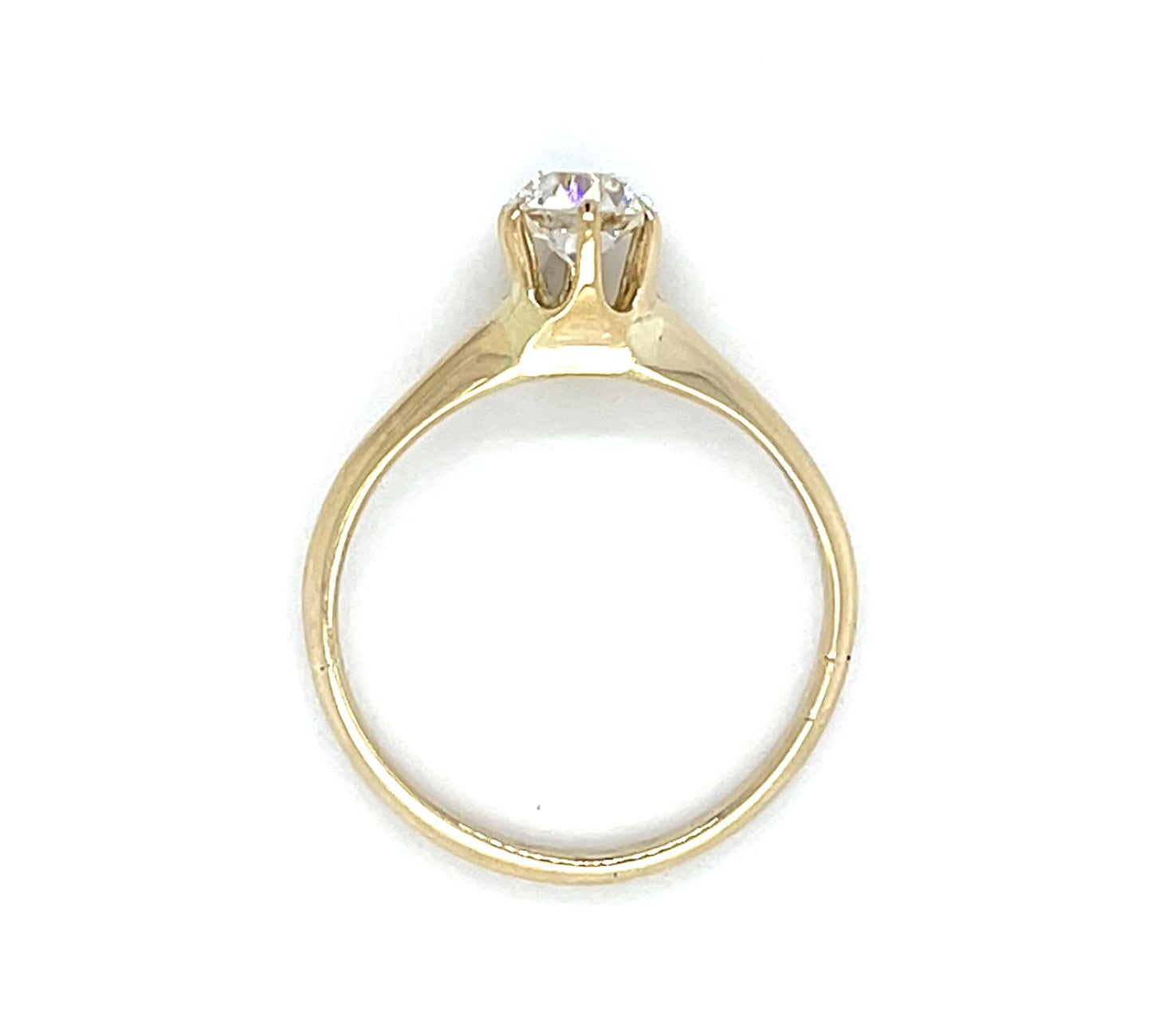 Original Victorian .65ct Euro Diamond 14KY Belcher Ring (Antique 1880s)