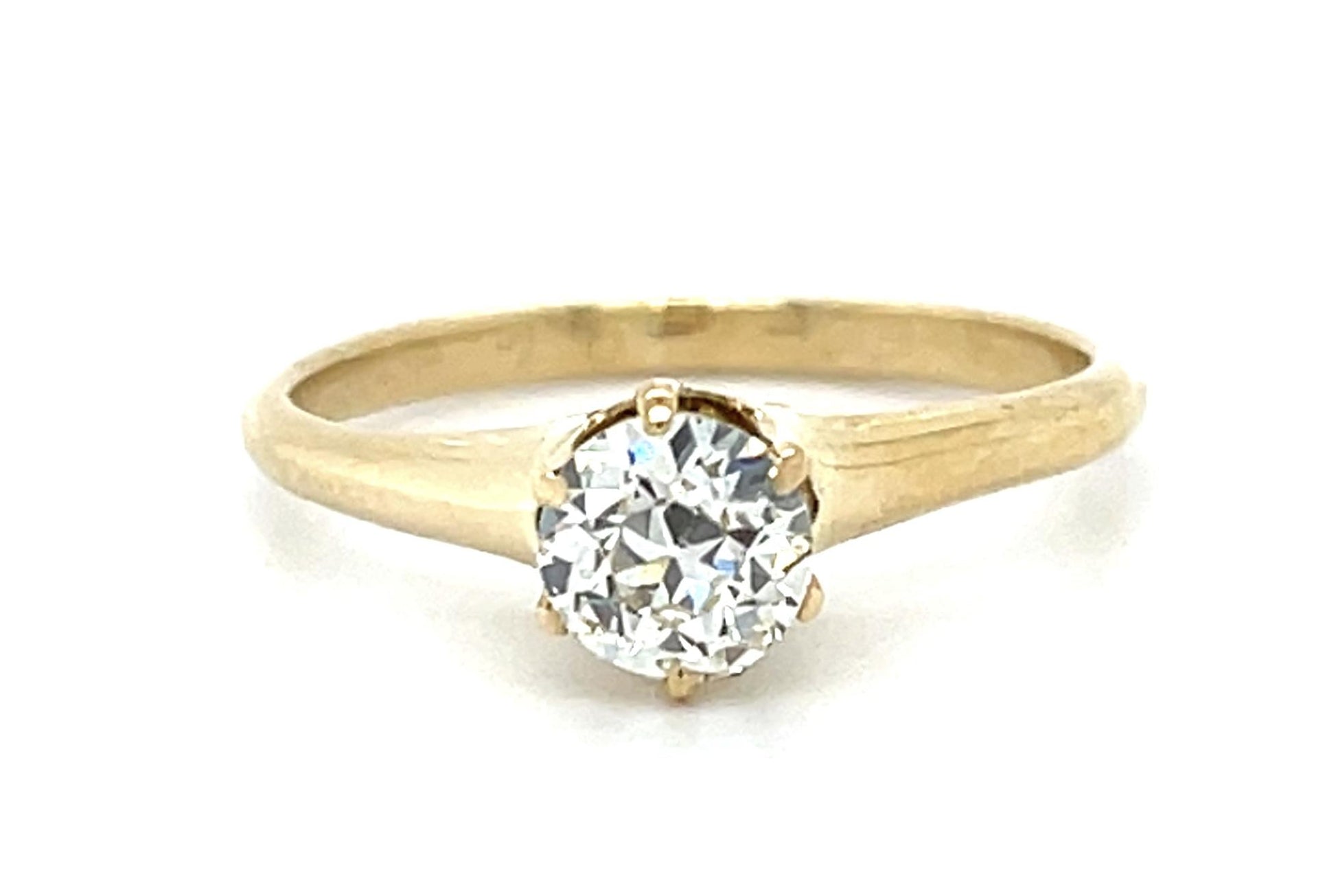 Original Victorian .65ct Euro Diamond 14KY Belcher Ring (Antique 1880s)