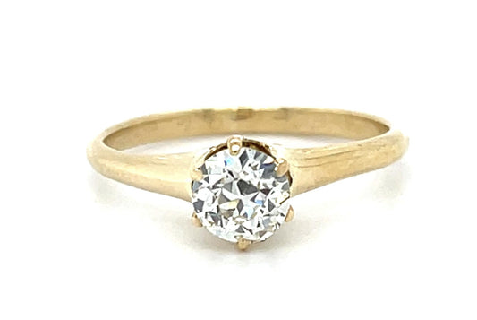Original Victorian .65ct Euro Diamond 14KY Belcher Ring (Antique 1880s)