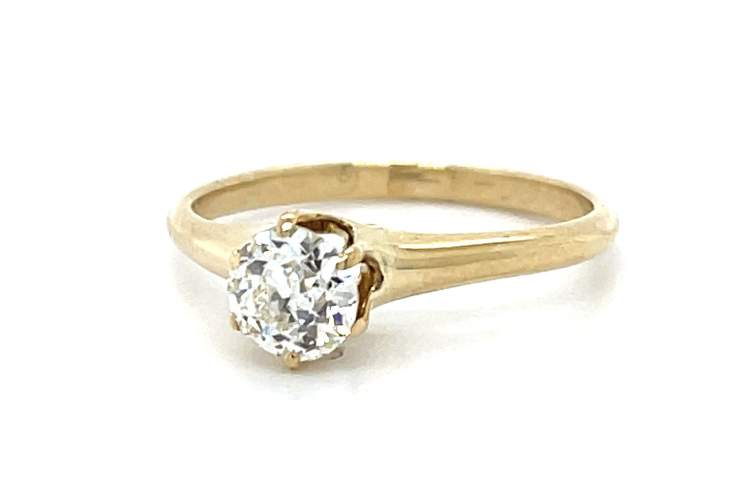 Original Victorian .65ct Euro Diamond 14KY Belcher Ring (Antique 1880s)