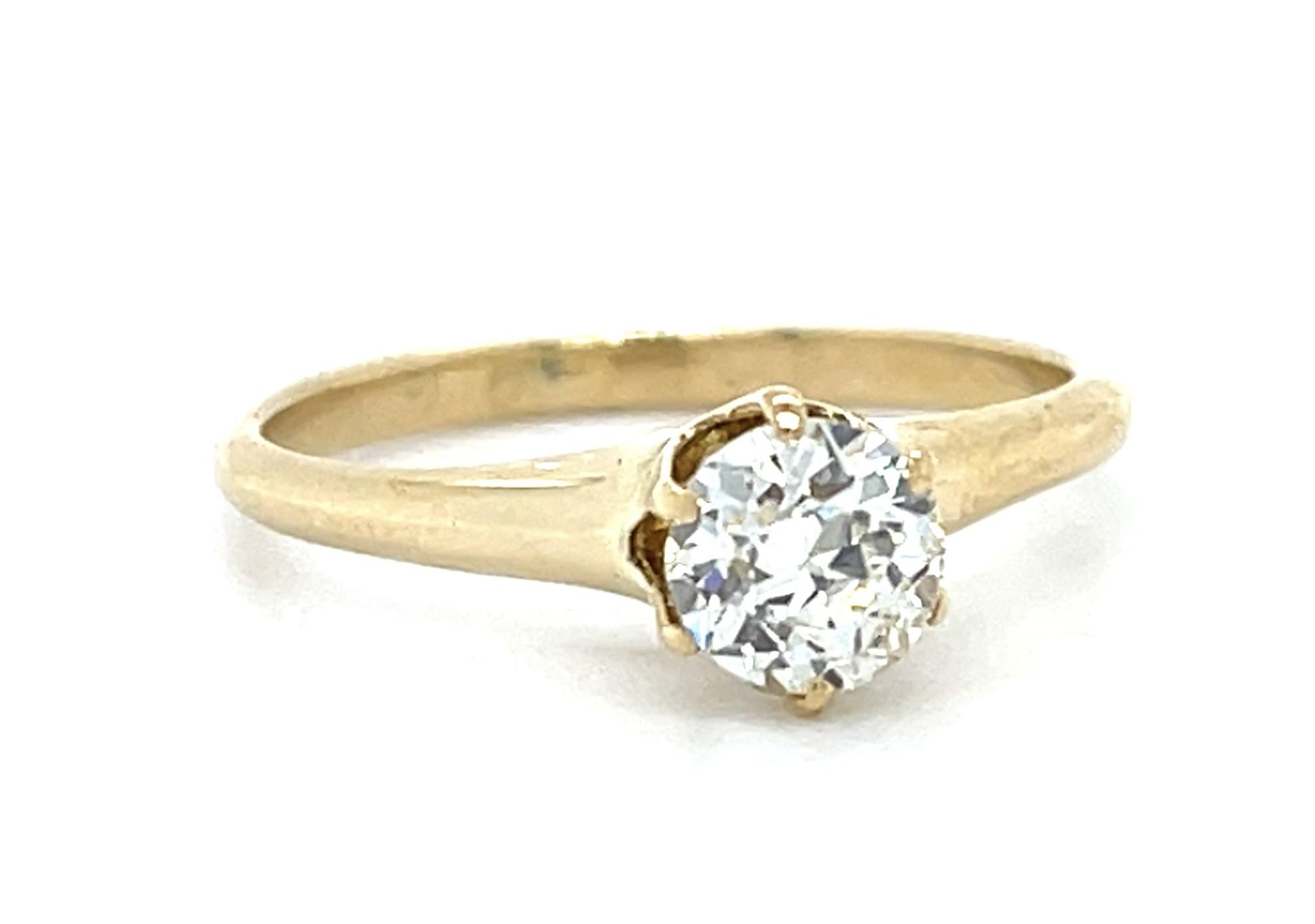 Original Victorian .65ct Euro Diamond 14KY Belcher Ring (Antique 1880s)