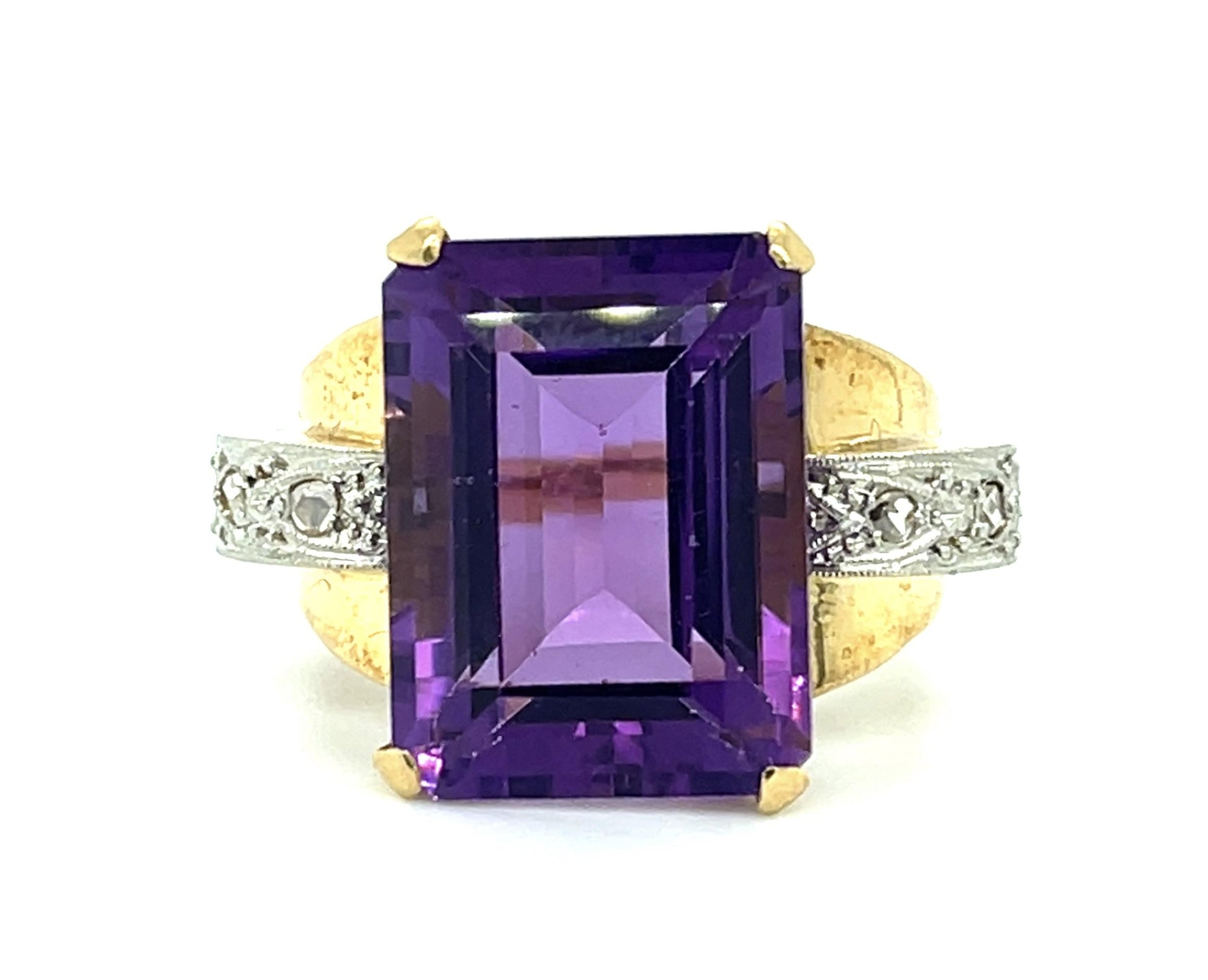 Original Retro 12ct Amethyst 18KY Ring (Vintage 1940s)