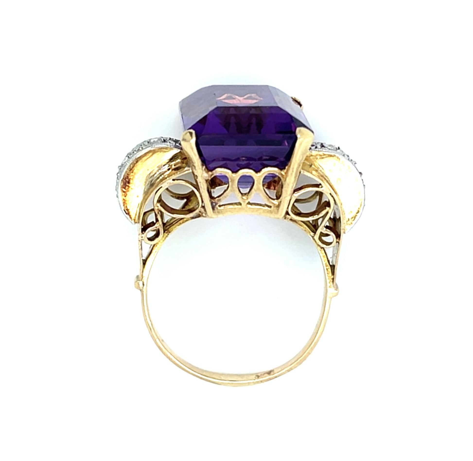Original Retro 12ct Amethyst 18KY Ring (Vintage 1940s)