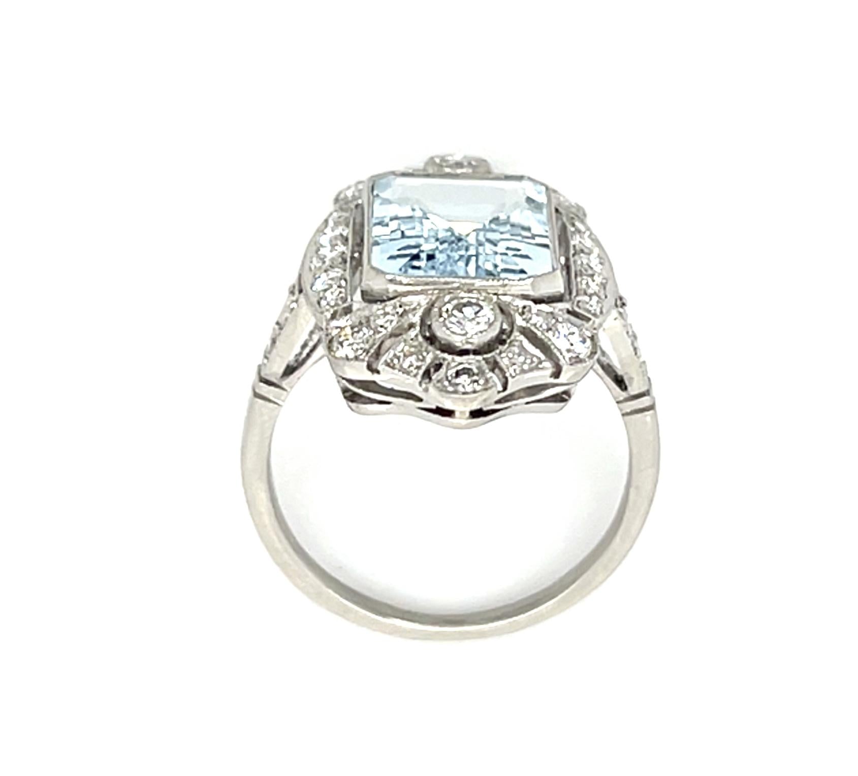 2.96ct Aquamarine Platinum Handmade Ring