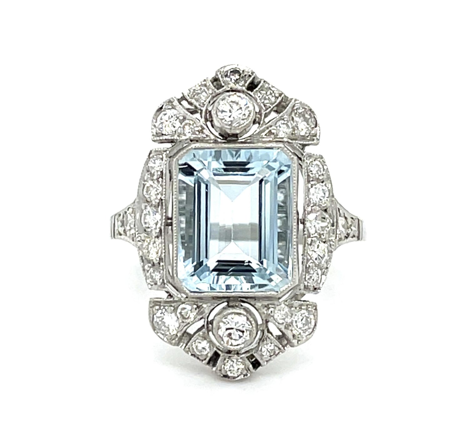 2.96ct Aquamarine Platinum Handmade Ring