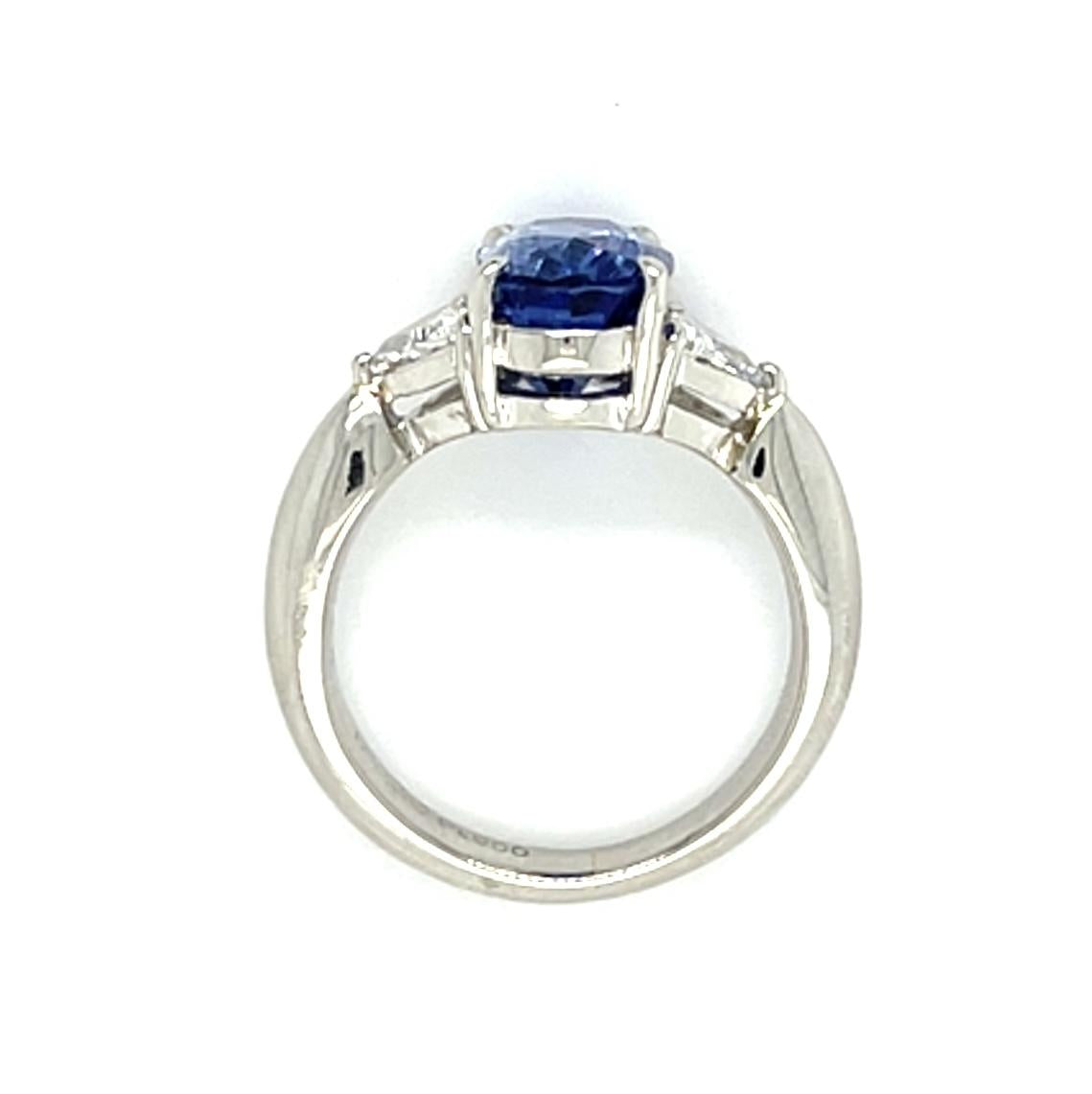 3.59ct Oval Heated Sri Lanka Sapphire Platinum Ring