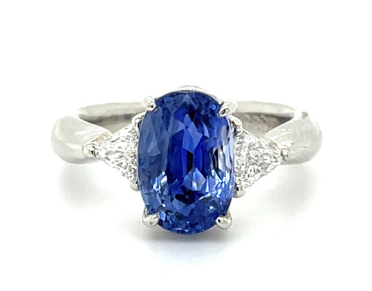 3.59ct Oval Heated Sri Lanka Sapphire Platinum Ring