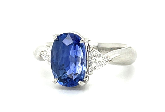 3.59ct Oval Heated Sri Lanka Sapphire Platinum Ring