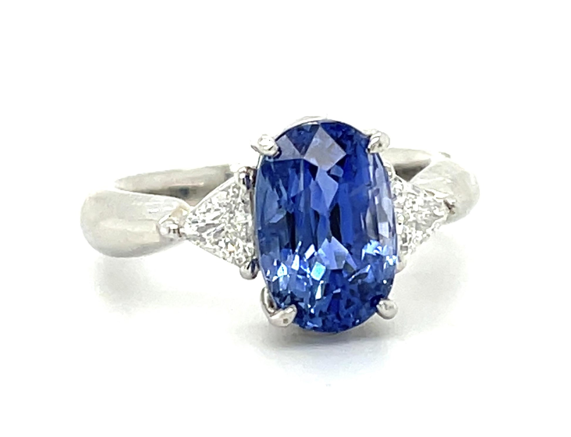 3.59ct Oval Heated Sri Lanka Sapphire Platinum Ring